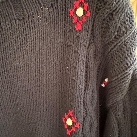Liz Claiborne Navy Cotton Sweater with hand embellished embroidery - Picture 9 of 9